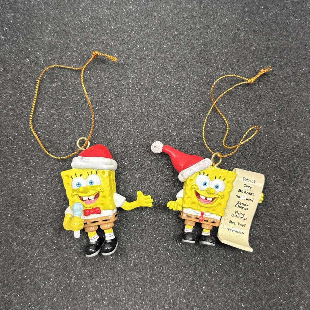 Vintage Y2K Nickelodeon SpongeBob SquarePants Christmas Ornament Lot Of 2